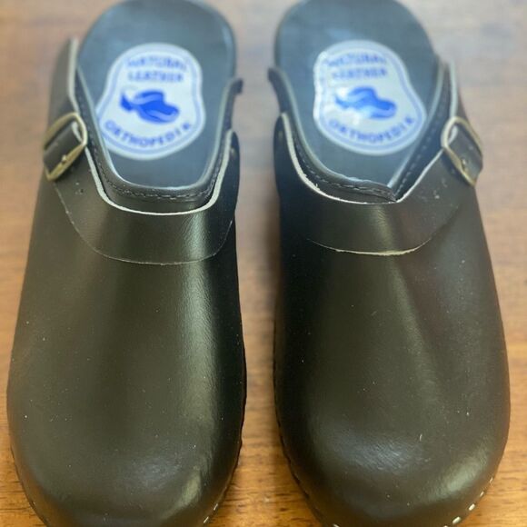 Orthopedik natural leather wooden clog blk size 41 new in packaging - Picture 4 of 5